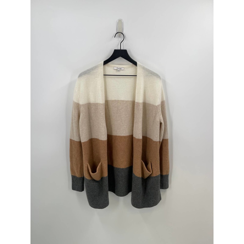 Madewell Colorblock Open Front Cardigan Merino Wool Blend Size Medium